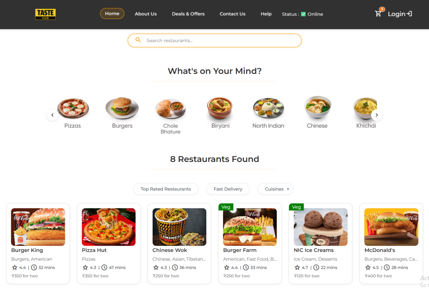 TasteHub - Food Ordering App