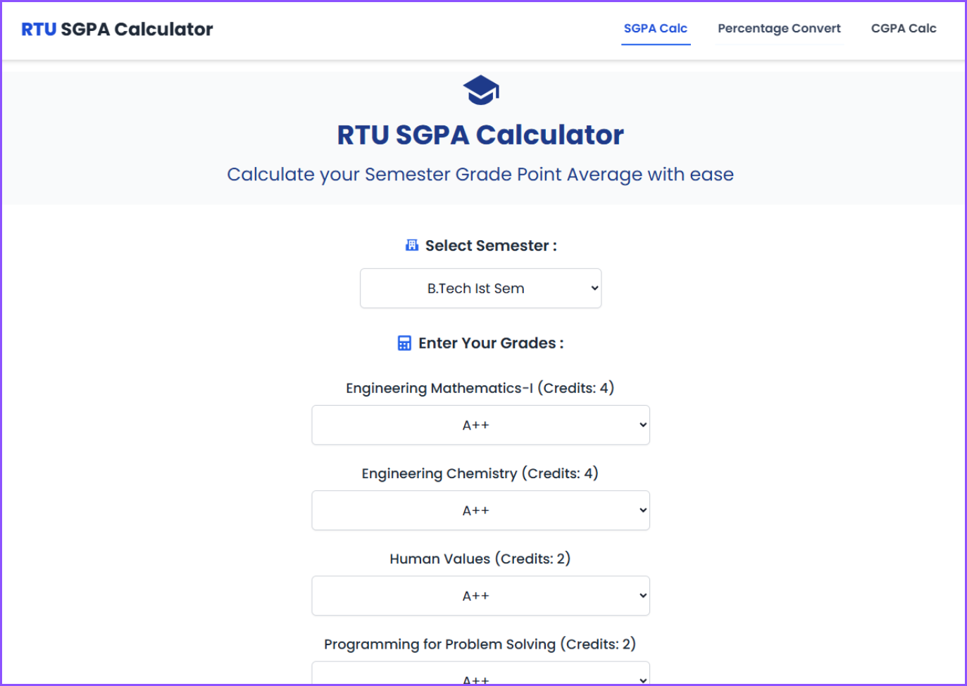 RTU SGPA Calculator